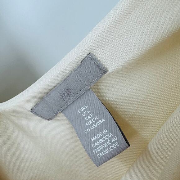 H&M Beige Sleeveless Wrap Midi Dress Size Small Tie Waist Cocktail Evening Small - Picture 3 of 6